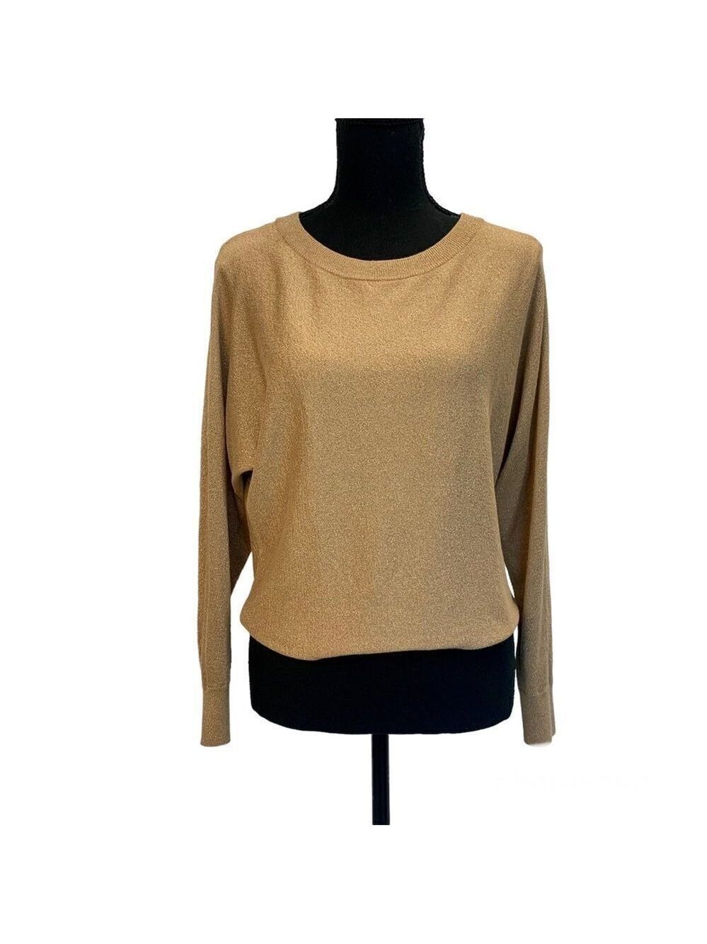 I.n.c. International concepts Metallic glitter gold Long sleeve crewneck sweater